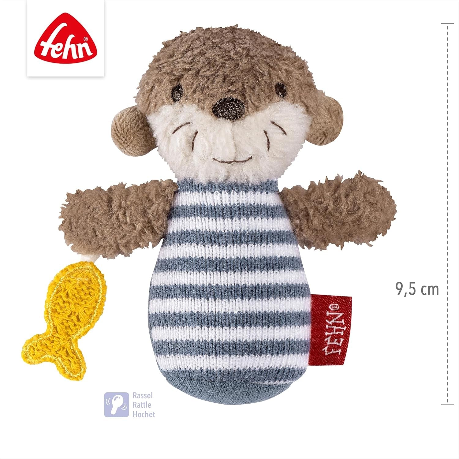 Fehn mini hochet loutre - mini jouet à saisir pour hocheter, tâtonner et jouer avec un animal en tissu doux et câlin - un fidèle compagnon pour les bébés et les jeunes enfants à partir de 0 mois Baby Toys Naty Shop