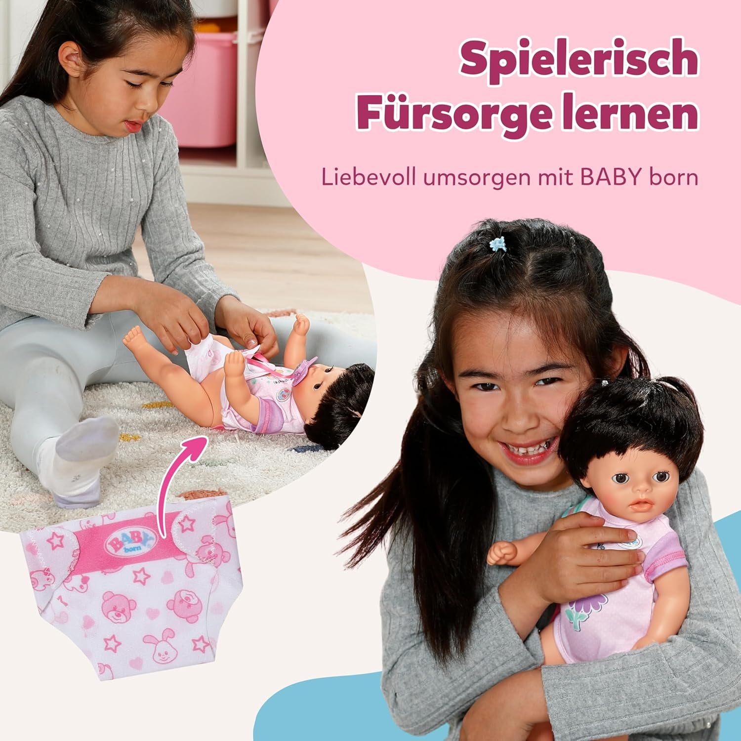 BABY Born Amy - Poupée 36 cm - Poupée bébé avec 7 fonctions pour les tout-petits à partir de 1 an - Fonctionne sans piles - Comprend accessoires et matelas