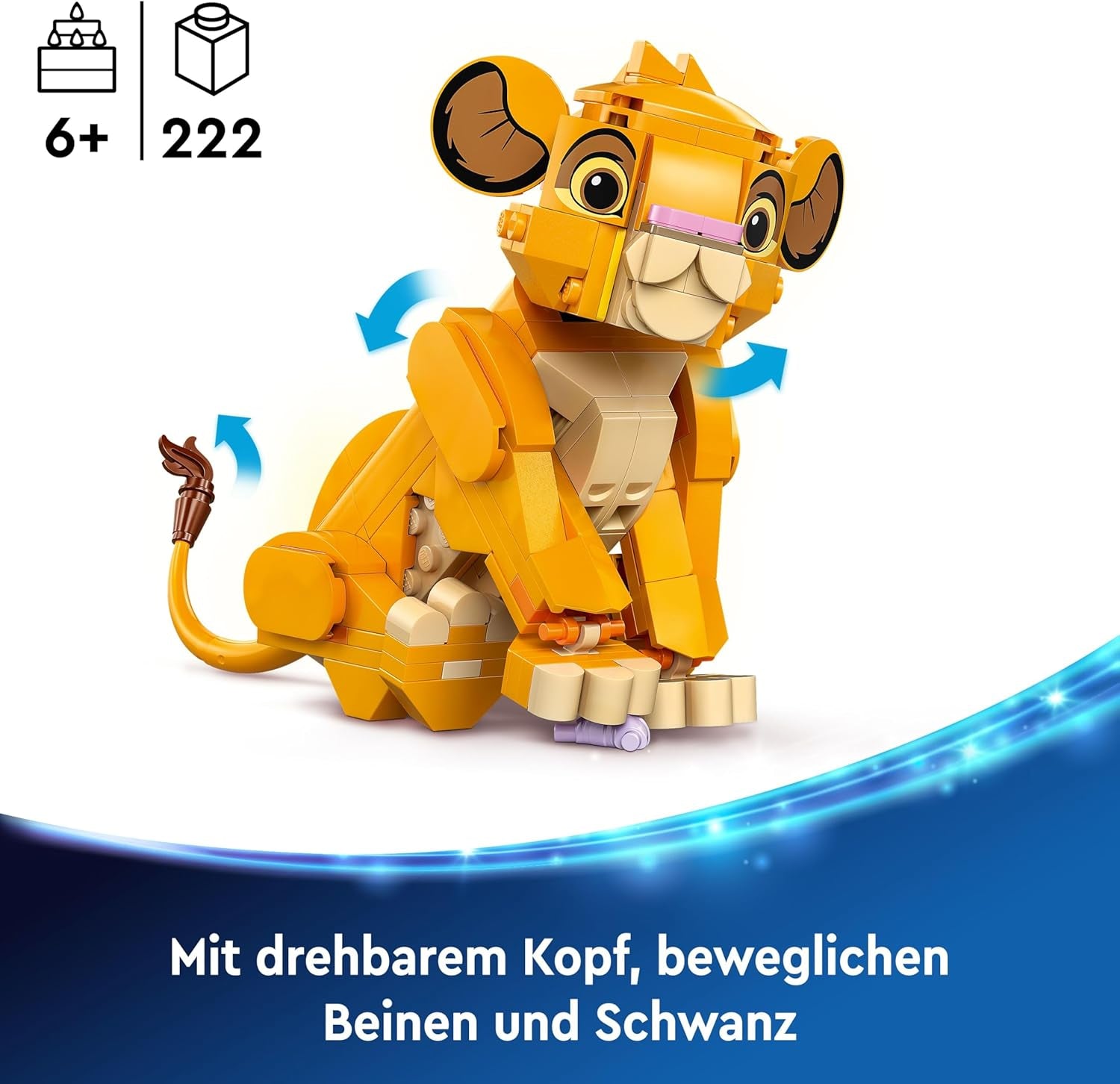 LEGO ǀ Disney Simba, das Löwenjunge des Königs, Bauspielzeug für Kinder, Fantasy-Spielset mit Löwenfigur, Coole Geschenkidee für Mädchen und Jungen ab 6 Jahren, Kinderspielzeug 43243