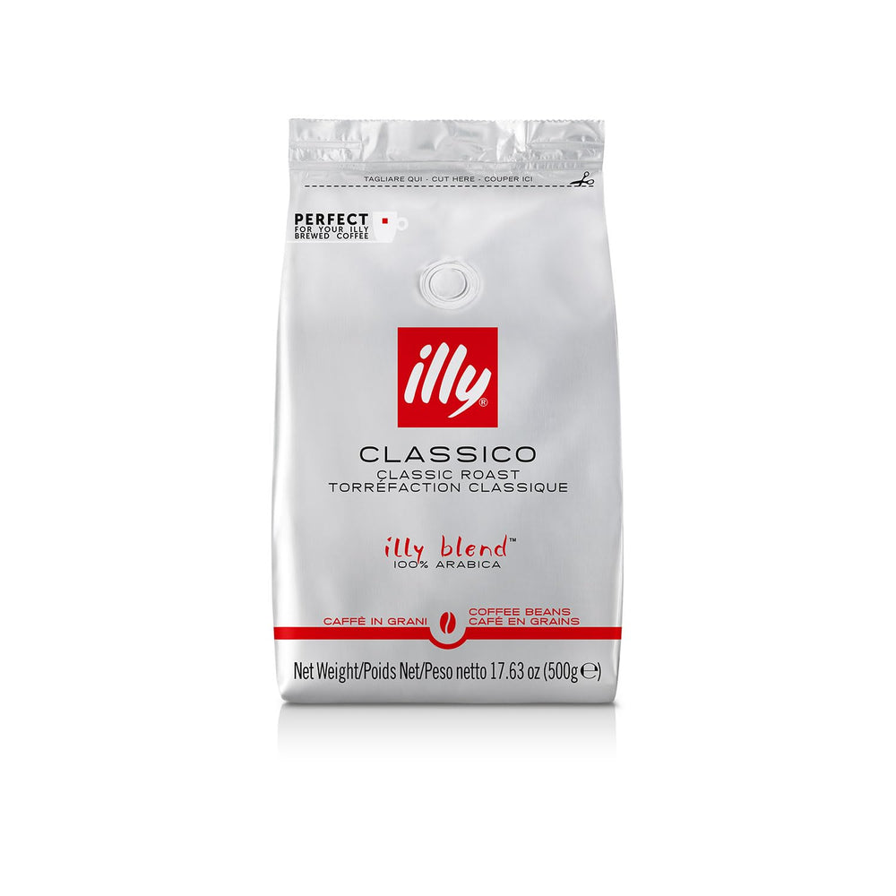 illy Vollbohnenkaffee – perfekt geröstete Bohnen – Classico Medium Roast – avec notes de caramel, orangenblüte et jasmin – 100% Arabica – sans conservateur – 500 ml