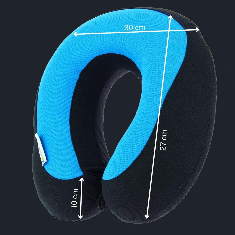 Kine Travel 169803 Oreiller cervical en gel Oreiller de voyage ergonomique approuvé par Physio Oreillers de voyage noir et bleu Naty Shop