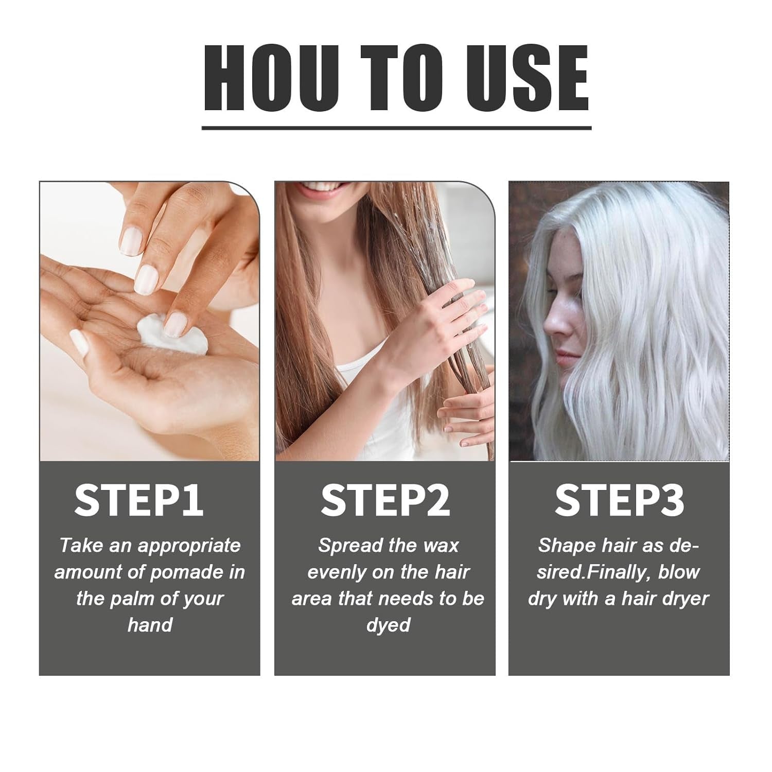 Teinture pour cheveux blancs naturels, teinture de cire pour cheveux blancs, teinture pour cheveux naturels blancs unisexes, teinture pour cheveux blancs, cire pour cheveux de fête d'Halloween Cosplay, cire pour cheveux de fête de teinture pour cheveux, 30 ml Naty Shop teinture pour cheveux