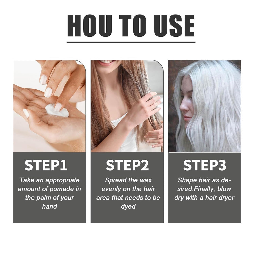 Teinture pour cheveux blancs naturels, teinture de cire pour cheveux blancs, teinture pour cheveux naturels blancs unisexes, teinture pour cheveux blancs, cire pour cheveux de fête d'Halloween Cosplay, cire pour cheveux de fête de teinture pour cheveux, 30 ml Naty Shop teinture pour cheveux
