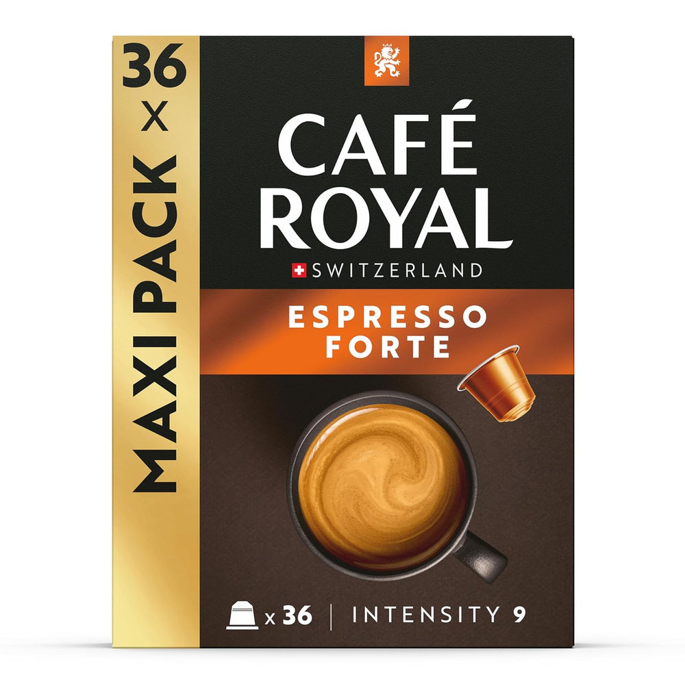 Café Royal Espresso Forte – Capsules de café compatibles Nespresso®, 100% Arabica, corsé, torréfaction moyenne, intensité 9/12, 36 capsules