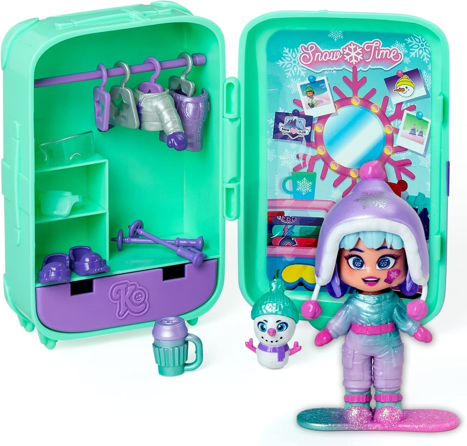 Suzie's Suitcase - Puppenkoffer mit über 14 Modeaccessoires und exklusiver Puppe mit 3 lustigen Ausdrücken. Enthält Kleidung, Accessoires und Schuhe, Kleiderbügel und ein exklusives Haustier