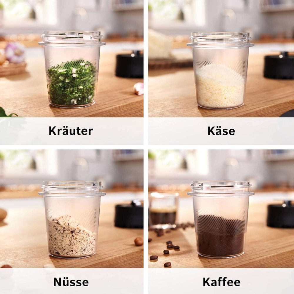 Bosch Batteur sur socle Vitapower Serie 4 MMB6177S, Edelstahl-Klingen Fabriqué en Allemagne, 1,5 L Thermosafe Glasbehälter, 0,6 L To-Go-Flasche, Stopfer, Universalzerkleinerer, 30 000 U/Min, 1200 W, Silver Kitchen Naty Shop