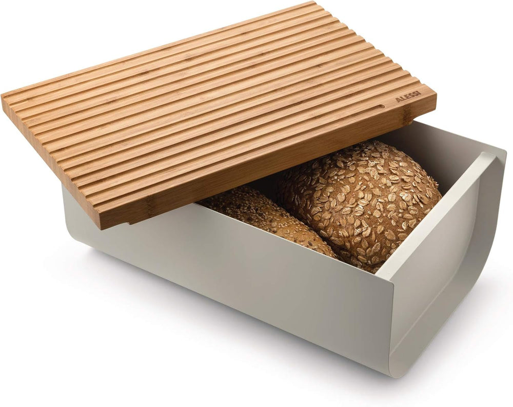 Alessi Mattina BG03 R - Corbeille à pain en acier inoxydable avec résine époxy et bois de bambou, rouge Boîtes de conservation Naty Shop