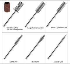 MWOOT Forets à ongles diamantés pour limes à ongles électriques avec manchons de meulage Bandes de meulage Mèches à ongles Accessoires pour ongles artificiels Dissolvant de cuticules