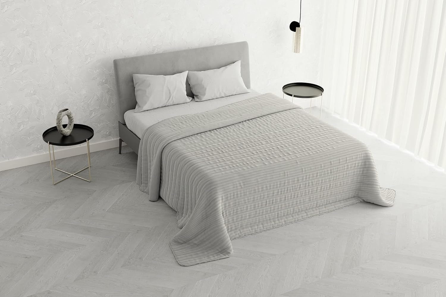 Couette d'été Satin Rayures, polyester, crème, 260X250 Cm Couettes et couettes Naty Shop