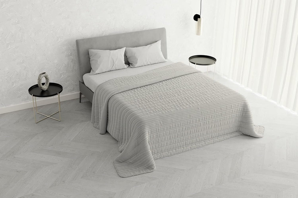 Couette d'été Satin Rayures, polyester, crème, 260X250 Cm Couettes et couettes Naty Shop