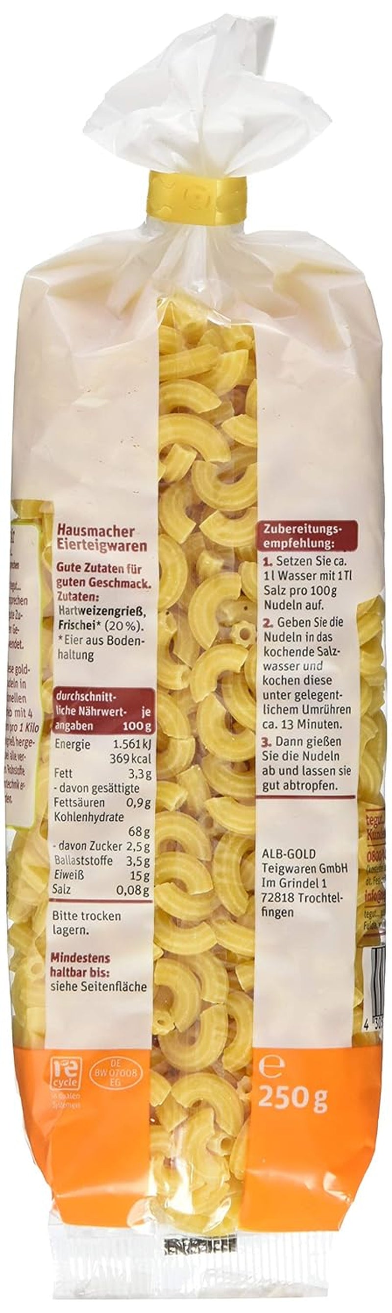 tegut... Coquilles de nouilles aux œufs, 1 x 250 g