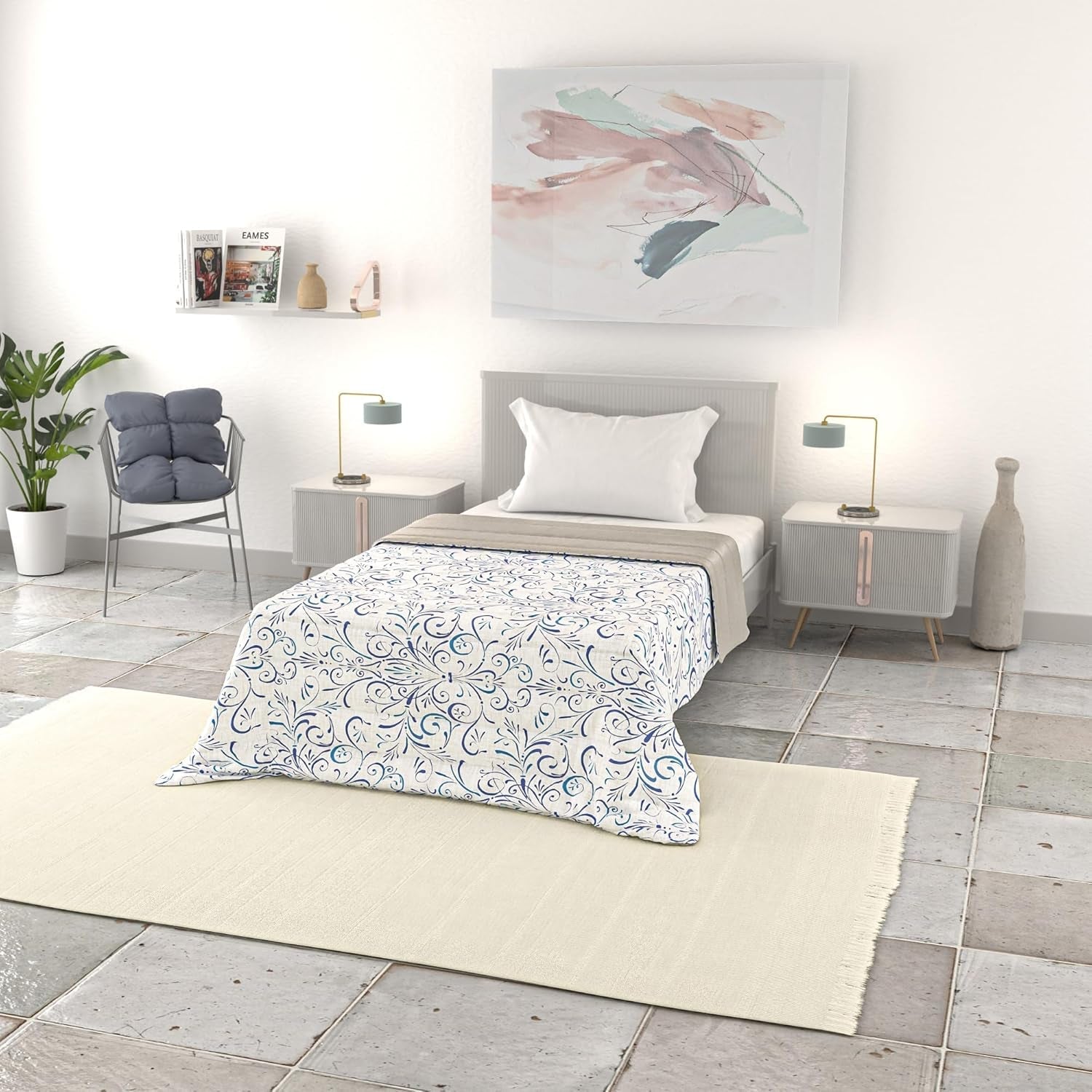 Couverture d'été basique, microfibre, rayures jeans, 200X240Cm Couettes et couettes Naty Shop Ornatotex 200X240Cm