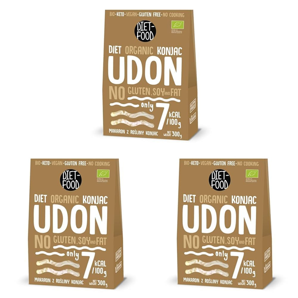 Nouilles de Konjac Udon Shirataki Bio 385g - Faibles calories, sans gluten, végétaliennes - à base de racine de konjac, riche en fibres DIET-FOOD