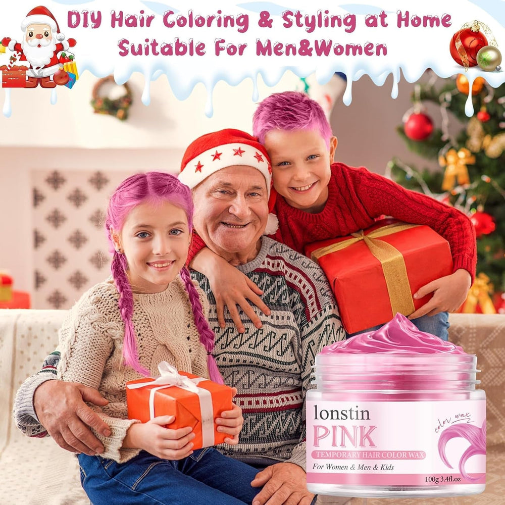 Teinture capillaire temporaire rose lavable Couleur de cire temporaire pour cheveux Coiffure naturelle Pommade Teinture capillaire lavable pour hommes femmes Fête Cosplay Halloween Noël Coloration capillaire Naty Shop