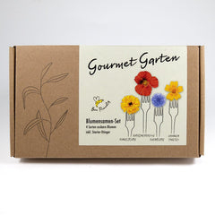 Blumensamen-Geschenkset GOURMET BLUMEN - 4 Sorten Essbare Blüten, Mit Biologischem Starterdünger