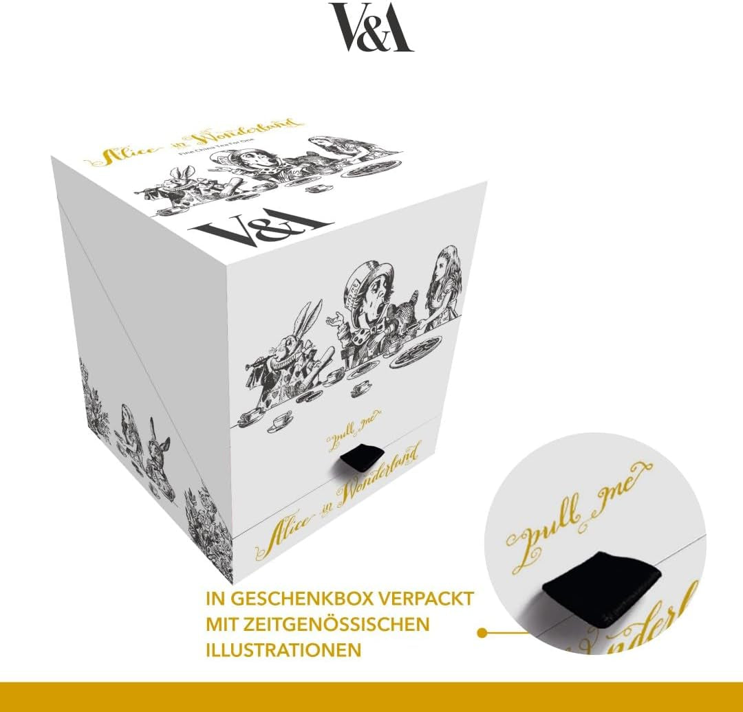 Ensemble théière et tasse Alice au pays des merveilles pour 1 personne dans un coffret cadeau, service à thé en porcelaine fine, blanc, 250 ml