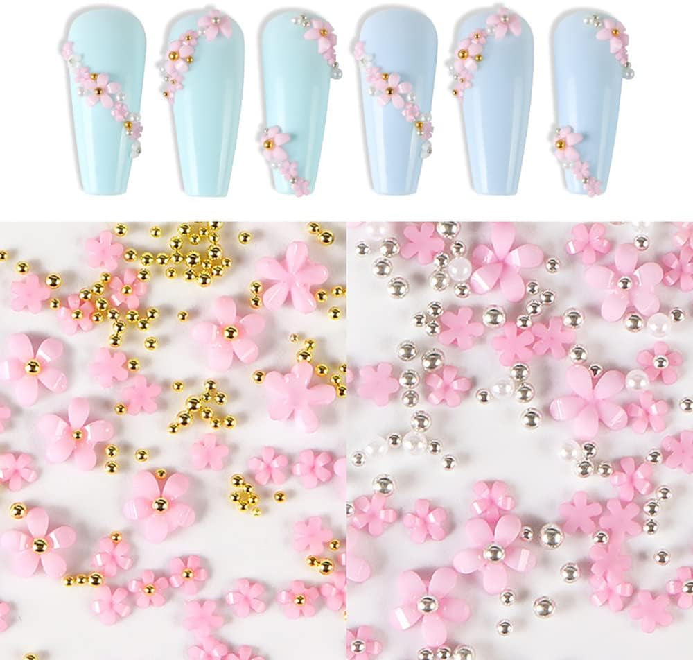 Ongles à fleurs 3D, 6 grilles, breloques à ongles en fleurs, strass en acrylique, accessoires pour ongles, décorations d'ongles de printemps à faire soi-même