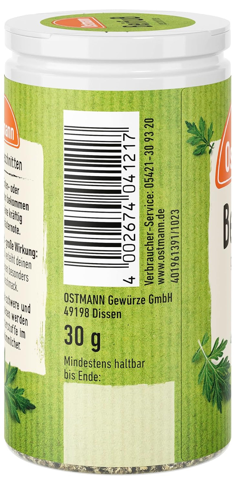 Ostmann Gewürze - Beifuß geschnitten | Kräutergewürz für Geflügelgerichte | 30 g in der Streudose