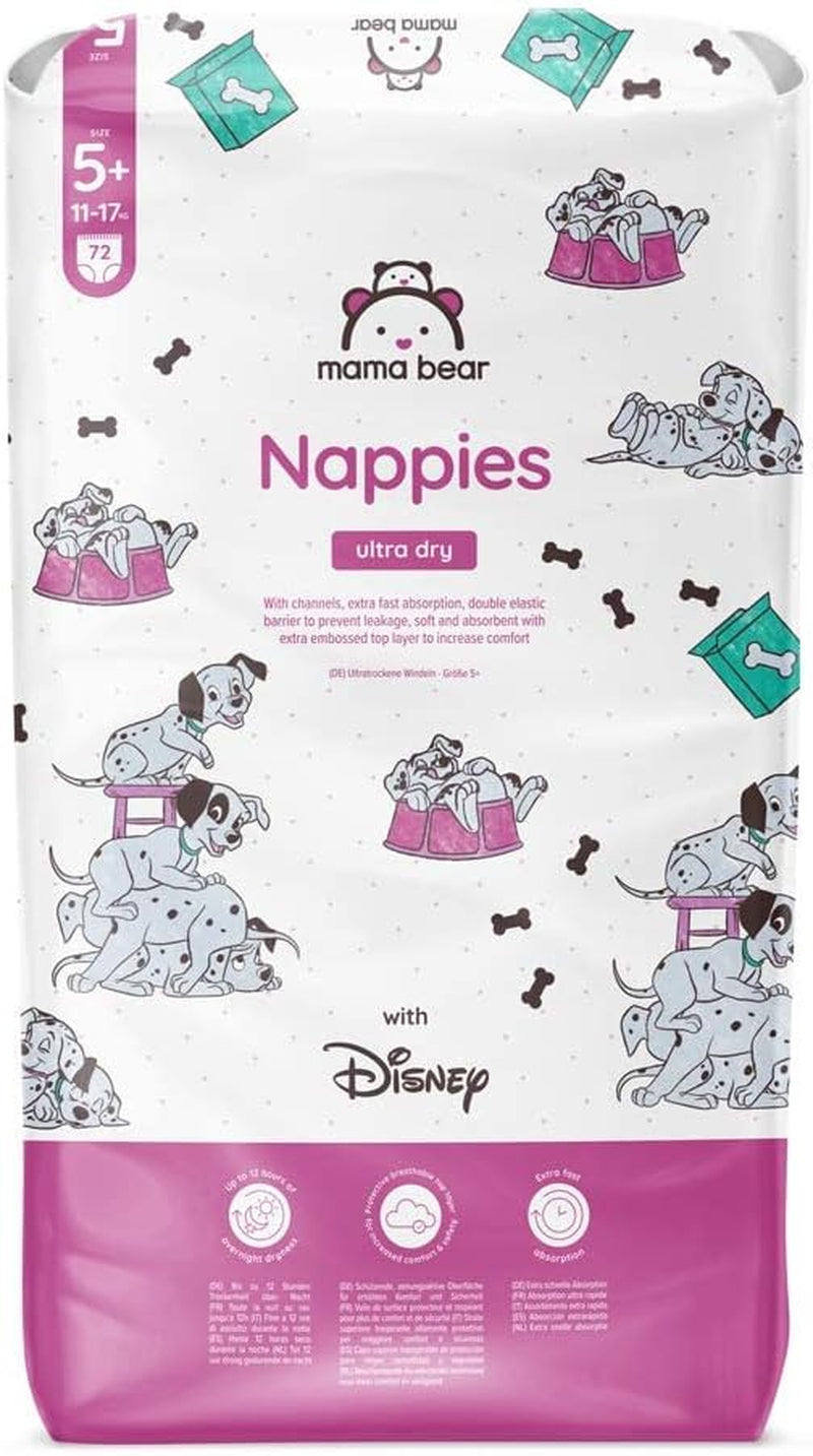 Marque Amazon : Mama Bear Disney Couches Ultra Dry, taille 3 (4-9 kg) – Boîte mensuelle, blanche, 172 unités (2 paquets de 86)