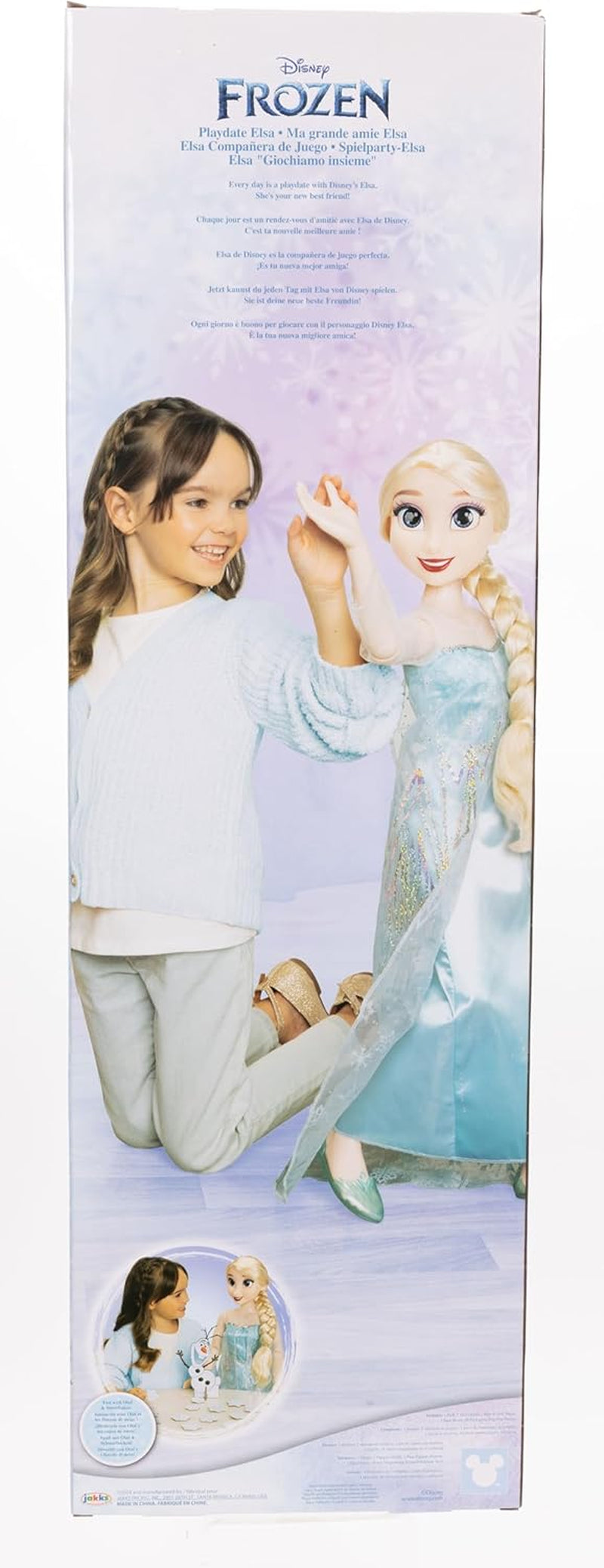 Disney Frozen Playdate Elsa Poupée géante 80 cm par Jakks Pacific Poupée entièrement articulée avec 11 points d'articulation comprenant une brosse à cheveux et des accessoires