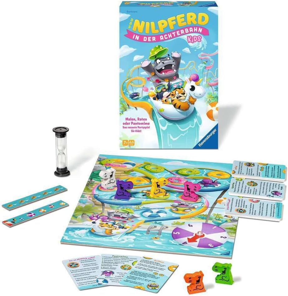 Ravensburger 22361 - L'hippopotame de Roller Coaster Kids - Jeu de société pour enfants et familles à partir de 7 ans pour 3 à 6 joueurs - Jeu de fête, jeu de réveillon du Nouvel An, jeu pour enfants