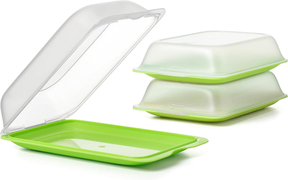 TATAY Fresh Slicer Box Lot de 4, sans BPA, réutilisable, empilable, lave-vaisselle et MWO, couleurs aléatoires. Mesures 17 cm x 3,2 cm x 25,2 cm Boîtes de conservation alimentaire Naty Shop Récipient pour saucisses - Lot de 3 - Maxi