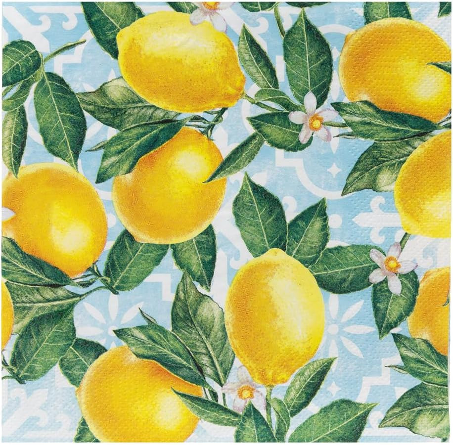 Talking Tables 20 X Serviettes en papier Citron 20 Pack | Vaisselle jetable à thème vibrant pour des rassemblements mémorables, des fêtes d'été, des douches nuptiales, des déjeuners, lumineux