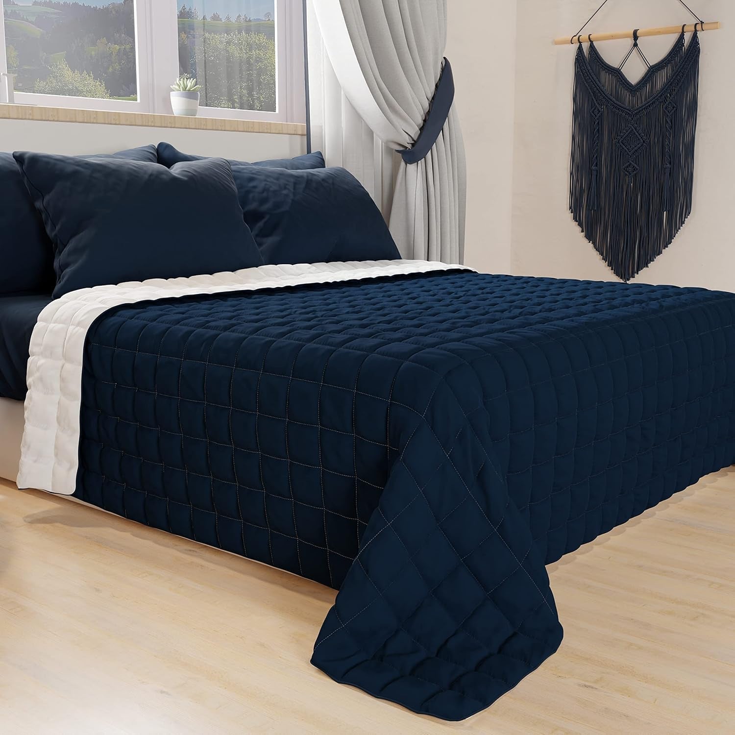 PETTI Artigiani Italiani - Couette pour lit simple, couette double face, couette à ressorts, bleu nuit, blanc, 100% Made in Italy Couettes et couettes Naty Shop