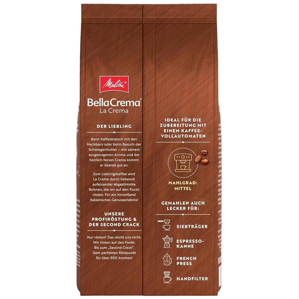 3 boabe de cafea Melitta BellaCrema La Crema, prăjire medie, 1 kg fiecare