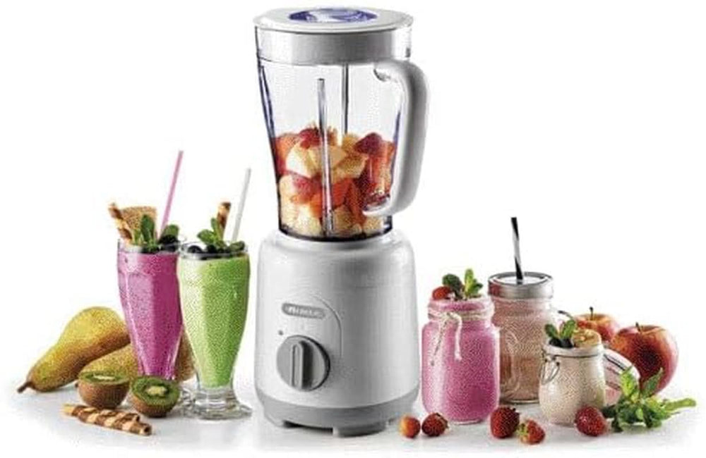 Ariete Breakfast 586 Blender, Mélangeur électrique avec 4 ustensiles de cuisson, 2 vitesses + fonction impulsion, Fumée antidérapante, Plateau de cuisson, 1,5 L de cuisson, 500 W, Blanc Mother and Child Naty Shop