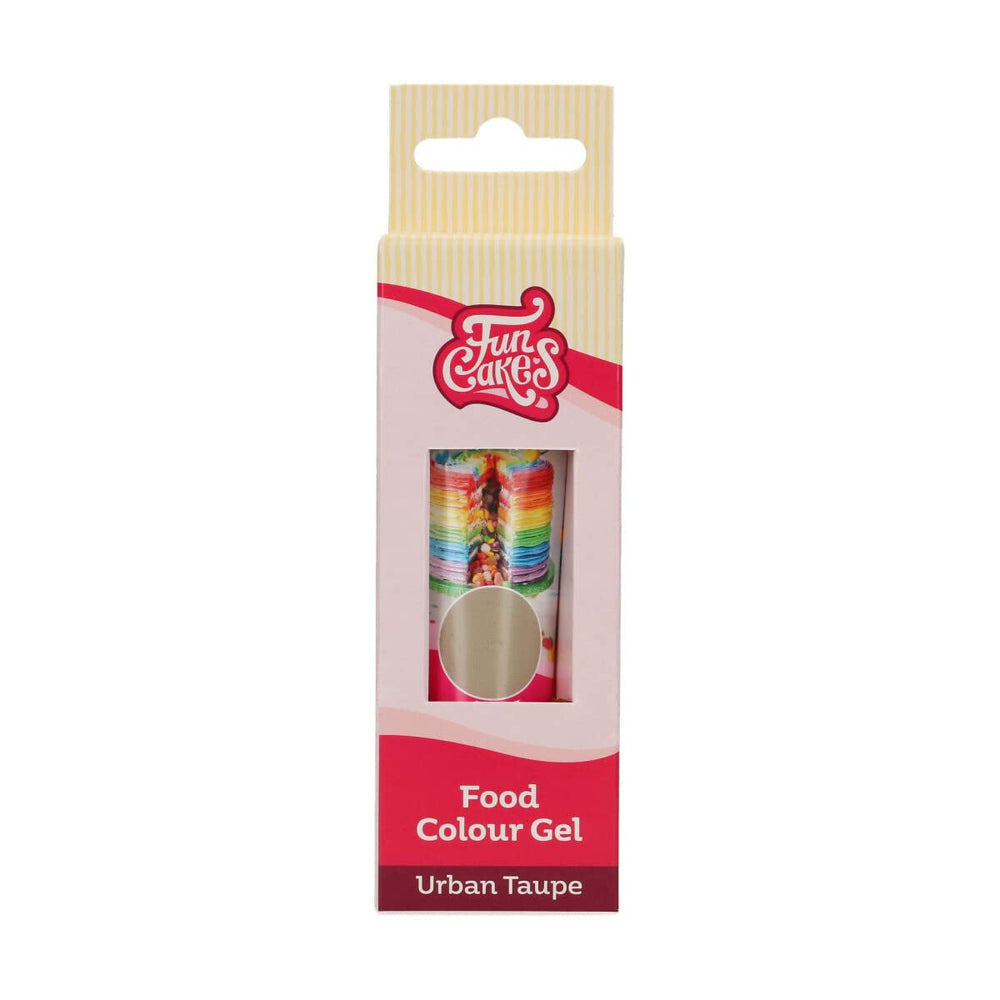Colorant alimentaire Funcakes Gel Urban Taupe : Colorant alimentaire très concentré pour pâtes, crèmes, fondants, pâte d'amande et pâtisseries. Dosage facile. Une seule goutte pour créer des couleurs vibrantes. Halal. 30g.
