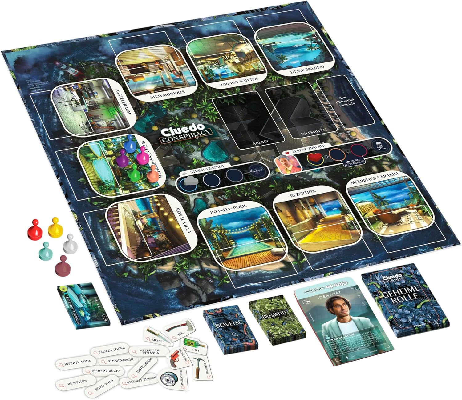 Jeu de société Cluedo Conspiracy de Hasbro Gaming pour adultes et adolescents, version allemande du jeu mystère, pour 4 à 10 joueurs et à partir de 14 ans