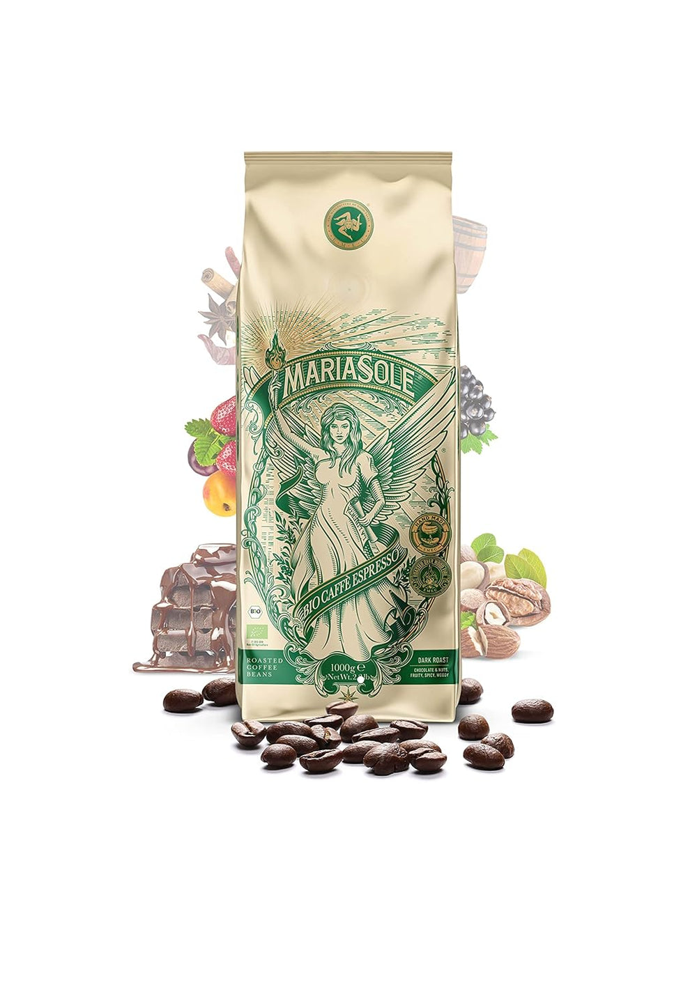 Café Espresso Bio, Sachets 250 g - Torréfaction Traditionnelle au Feu de Bois, Artisanal - Café en Grains Bio Premium pour Machines à Expresso Automatiques et Portafilter