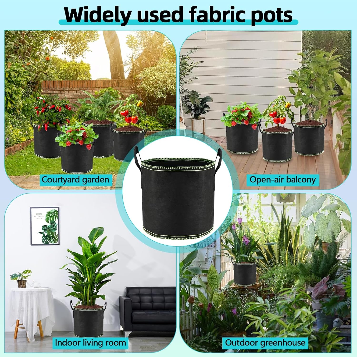 5 Pots de Tomates de 12 L, Sacs de Plantation Non Tissés avec Poignées, Pots de Jardin Épaissi et Aérés, Sacs de Plantation Réutilisables pour Pommes de Terre, Tomates, Légumes, Fleurs et Fraises