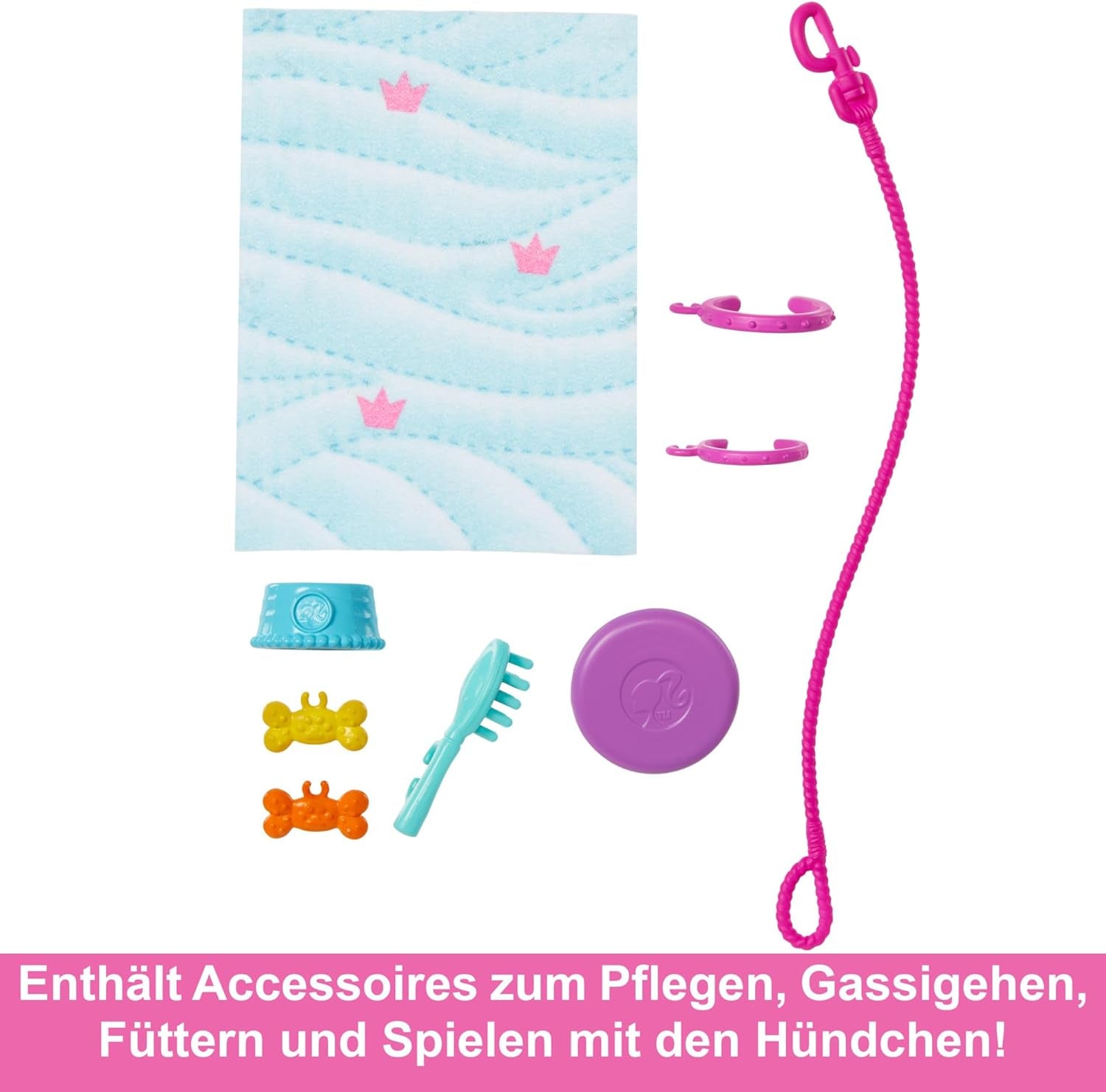 Barbie Dog Duo Poupée et accessoires, y compris petit chien et grand chien avec fauteuil roulant, laisse, bol de nourriture, lit pour animal de compagnie et os à friandises, 3 ans et plus, HTK37 Naty Shop Dolls