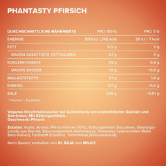 Ironmaxx Phantasty - Pêche crémeuse Dose de 250G | Vegan Geschmackspulver Mit Echten Frucht-Oder Nussstückchen | Perfekter Zuckerersatz Édulcorants Naty Shop