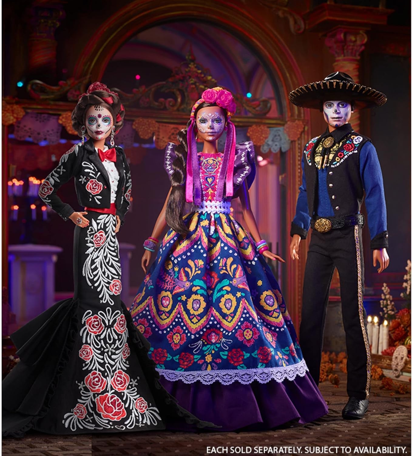 Poupée Barbie Día De Muertos 2022 avec robe traditionnelle à volants, couronne de fleurs et peinture pour le visage Calavera, cadeau pour les collectionneurs