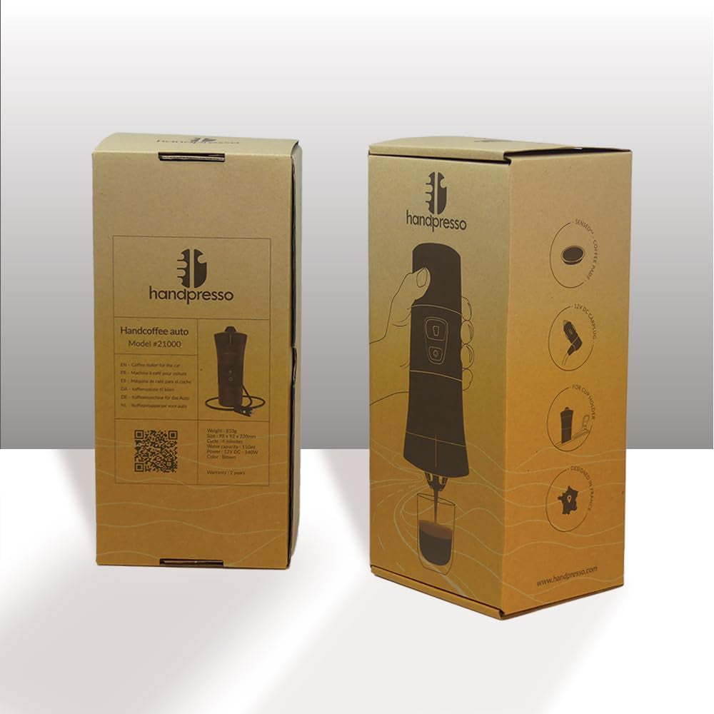 Handpresso - Handcoffee Auto 21000 | Machine à expresso pour voiture 12 V – Machine à expresso 12 V pour voitures | Machine à expresso Senseo Pad pour voitures – Machine à expresso de voyage 12 V | Expresso 12 volts pour camping-cars