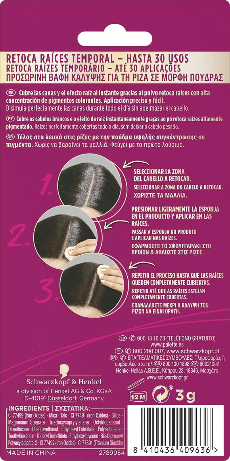 Palette Compact Root Retouch Retouch Root Powder, compacte, marron, 1 pièce Teinture pour cheveux Naty Shop