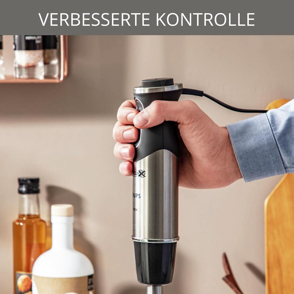 Krups Batteur sur socle Perfect Mix HZ6568 | Mélangeur | 1000 watts | Edelstahlfuss | 4 couteaux supplémentaires | Powelix Technologie | Schneebesen | 500 ml de vinaigrette | 800 Ml Messbecher | Cuisine Schwarz/Silber Naty Shop