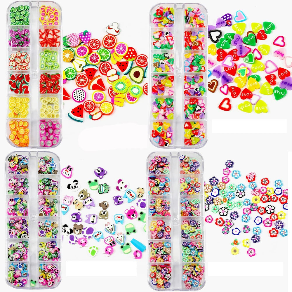 4 Set Nagel Obst Scheiben, Basicon Niedliche Obst Polymer Scheiben Obst Scheibe Nail Nagel 3D Obstscheibe Nail Art Slice For DIY Liefert Maniküre Dekoration Schleim Zubehör Nageldekorationen, 4 Stile