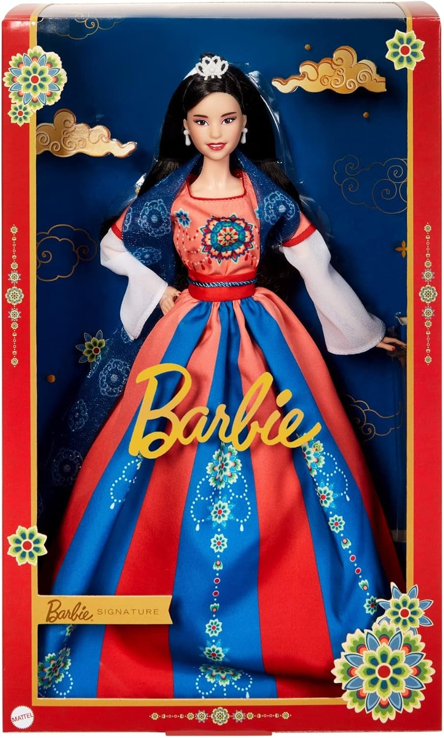 BARBIE Lunar New Year Puppe - Sammelfigur mit traditioneller Hanfu-Robe und chinesischen Drucken, inspiriert von Dunhuang-Höhlenmalereien, inklusive Puppenständer und Echtheitszertifikat, HJX35