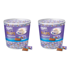Naps Alpine Milk 1 x 1 kg, Mini carrés de chocolat au lait fin alpin fondants dans la bouche, boîte (paquet de 2)