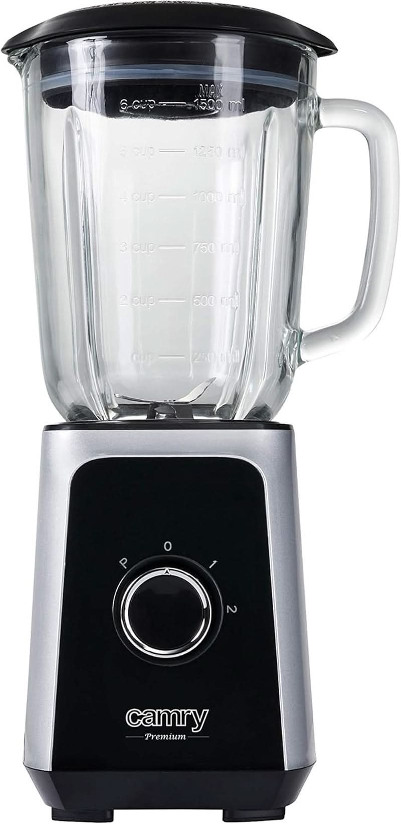 CR 4077 Standmixer Mit 1,5L Glasbehälter, Smoothie Maker, Hochleistungsmixer, Mahlung, Eis-Zerkleinerung, Pulsfunktion, Edelstahlklingen, 2 Geschwindigkeiten, 1000W, Schwarz/Silber Bucatarie Naty Shop