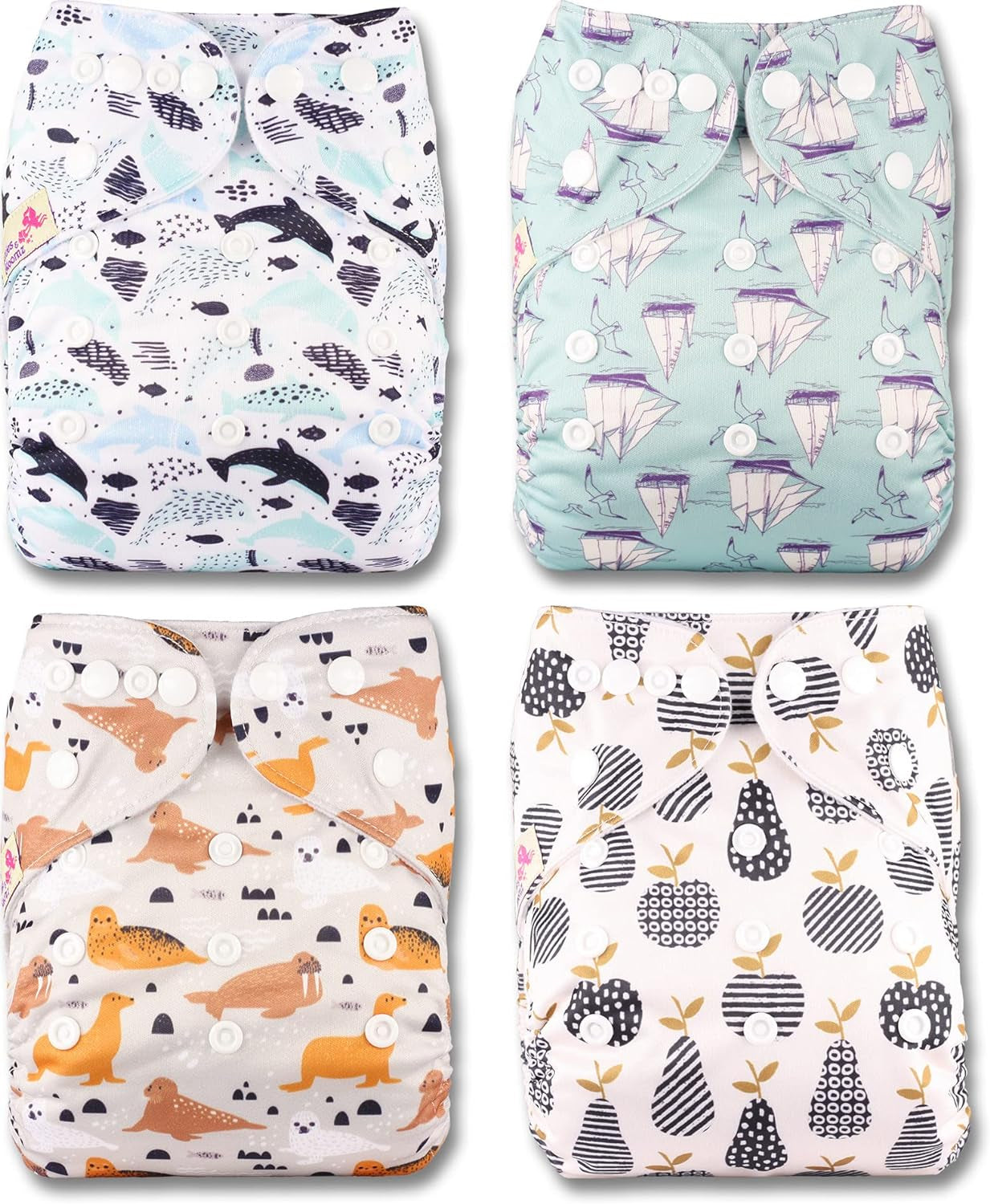 Littles and Bloomz FLP2-0406 Couche réutilisable avec clip standard, 4 couches