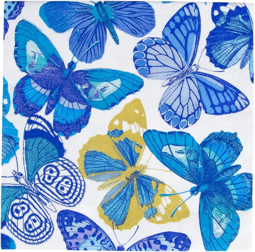 Serviettes papillon, bleues, 20 pièces par paquet