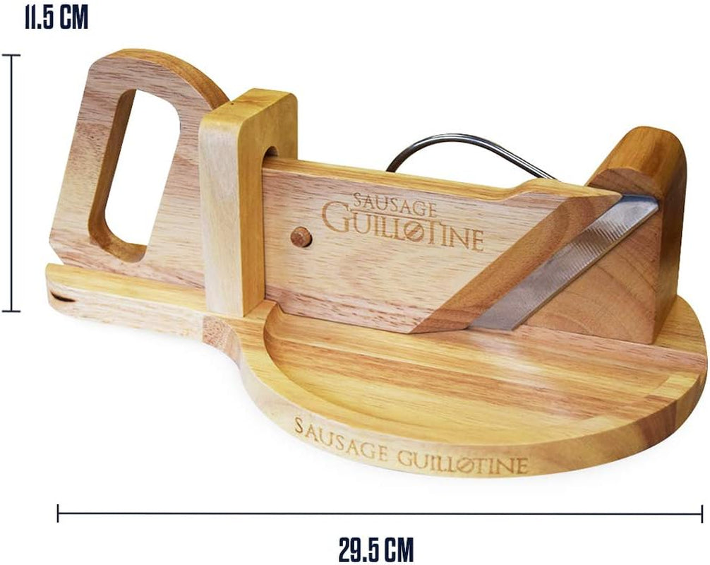 Coupe-saucisses traditionnel - Guillotine à saucissons - 30 X 19 X 12 Cm - Broyeurs et Trancheuses en bois massif Naty Shop