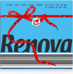 Serviettes en papier Renova, étiquette rouge bleue 70 serviettes