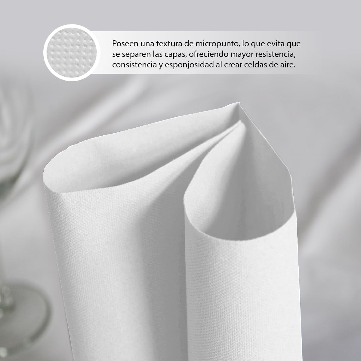 Paquet de 300 serviettes en papier cocktail blanches + porte-serviettes en acier inoxydable Texture micro-points absorbant épais 10 x 10 cm pliés ensemble