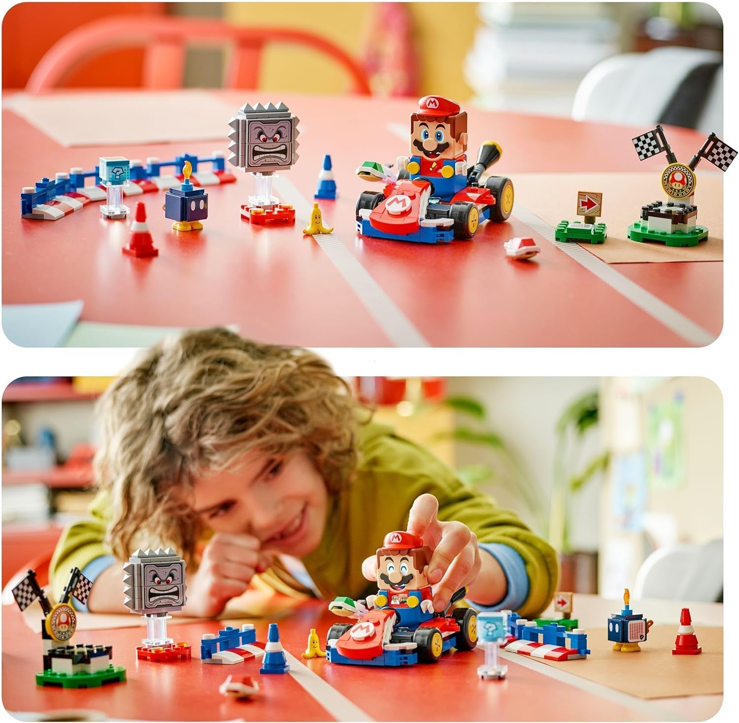 LEGO Mario Kart - Interaktiver Mario & Standard-Kart - Nintendo Spielzeug - Spiel Rennstrecke mit Auto, 3 Figuren, Podium & Barrieren - Gamer Geschenk für Jungen & Mädchen ab 7 Jahren - 72043